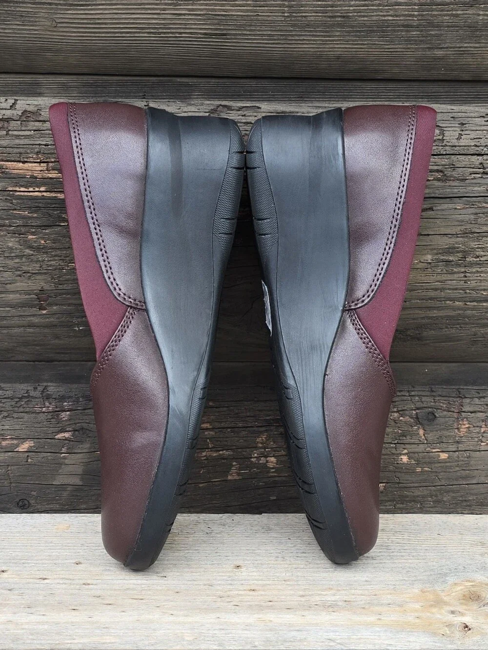 Clarks Suttyn Walk Y2K Office Siren Revival Wine Leather Comfort Wedge 7.5M